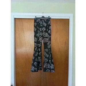 Free People Brown Butterfly Print High Waisted Flare Bell Bottom Pants Size 6
